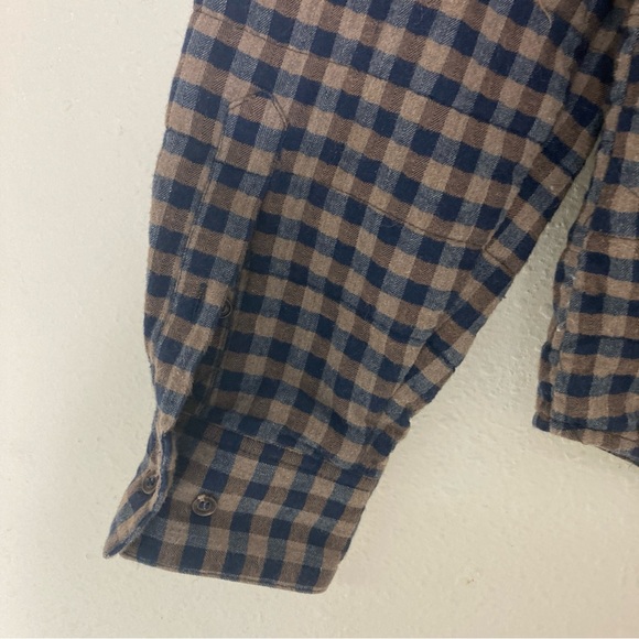 Thomas Dean Mens Padded Plaid Shirt Jacket Navy Front Button Closure - Picture 6 of 15